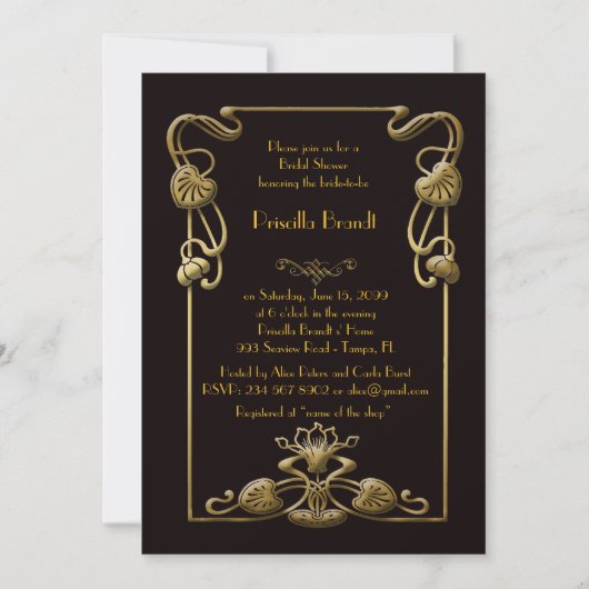 Brautparty Honoring, großartiger Gatsby-Stil, schw Einladung (Vorderseite)