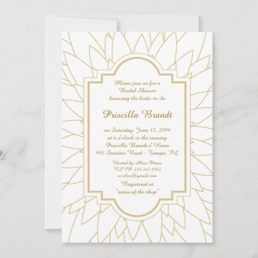 Brautparty Honoring, Monet's Dahlia Stil, weiß Einladung (Vorderseite)