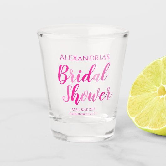 Brautparty Hot Pink Modernes Party Schnapsglas (Vorderseite)