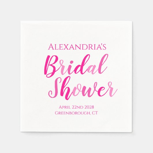 Brautparty Hot Pink Modernes Party Serviette (Vorderseite)