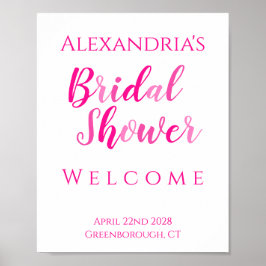 Brautparty Hot Pink Modernes Party Willkommenspend Poster