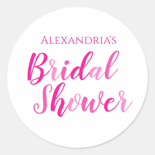 Brautparty Hot Pink Script Typografy Party Runder Aufkleber (Vorderseite)