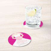 Brautparty Hot Rosa Weiß Kleid Sonderanfertigungen Runder Pappuntersetzer (Vor Ort)