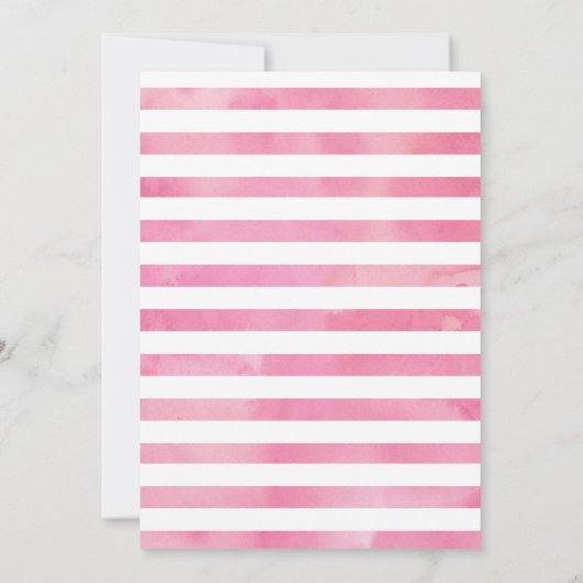 Brautparty | Hübsch Gelbrosa Flora+Streifen Einladung (Rückseite)