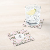 Brautparty hübsch rosa Weiße Blume Rechteckiger Pappuntersetzer (Vor Ort)