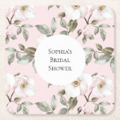 Brautparty hübsch rosa Weiße Blume Rechteckiger Pappuntersetzer (Vorderseite)