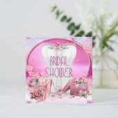 Brautparty Hübsch Weißrosa Korsett Blumenmuster Einladung (Stehend Vorderseite)