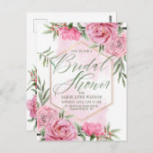 Brautparty | Hübsche Aquarellfarben Rose Postkarte (Vorne/Hinten)