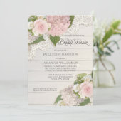 Brautparty Hübsche Blume Vintag Lace Hydrangea Einladung (Stehend Vorderseite)