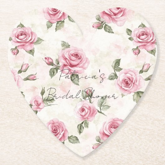 Brautparty 'Hübsche rosa Rosen' Untersetzer (Vorderseite)