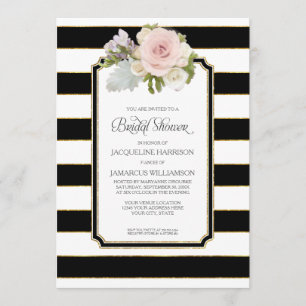 Brautparty-hübscher Blumen-Kunst-Deko-Streifen Einladung