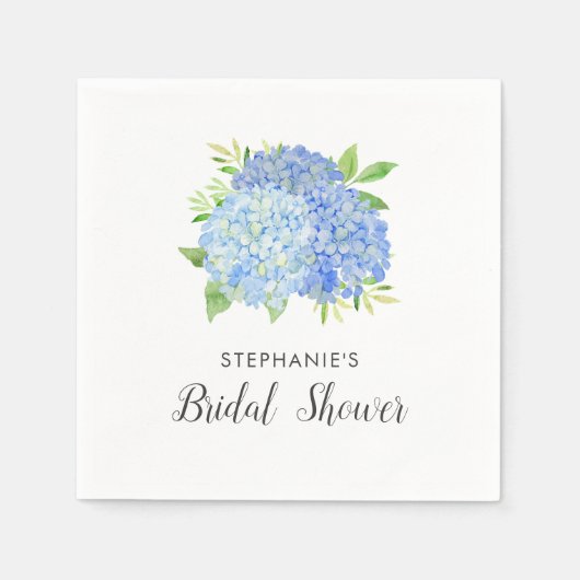 Brautparty Hydrangea Blue Floral Serviette (Vorderseite)