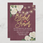 Brautparty Hydrangea Blume Light Burgundy Red Einladung (Vorne/Hinten)