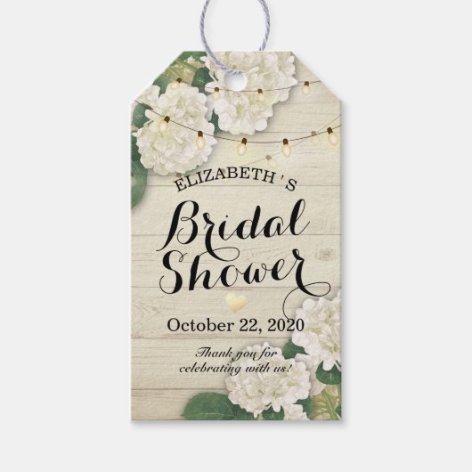 Brautparty Hydrangea Blume String Lights Holz Geschenkanhänger (Vorderseite)