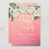 Brautparty Hydrangea Blume String Lights Pink Einladung (Vorne/Hinten)