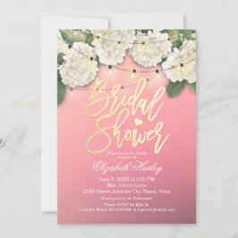 Brautparty Hydrangea Blume String Lights Pink Einladung