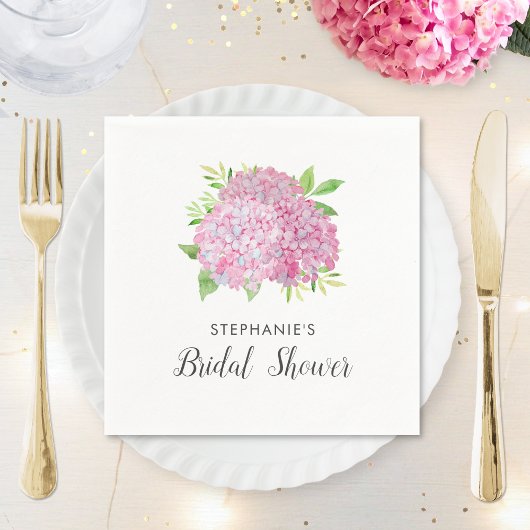 Brautparty Hydrangea Pink Floral Napkins Serviette