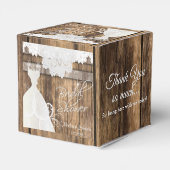 Brautparty im rustikalen Holz- und Spitzendesign Geschenkschachtel (Rückseite)