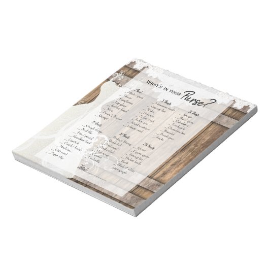 Brautparty im rustikalen Holz- und Spitzenspiel Notizblock (Rotiert)