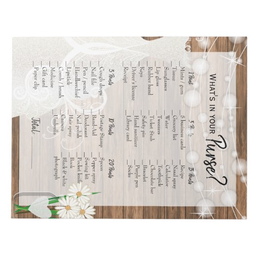 Brautparty im rustikalen Holzstring Lights-Spiel 1 Notizblock (Vorderseite)