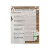 Brautparty im rustikalen Holzstring Lights-Spiel 2 Notizblock (Rotiert)