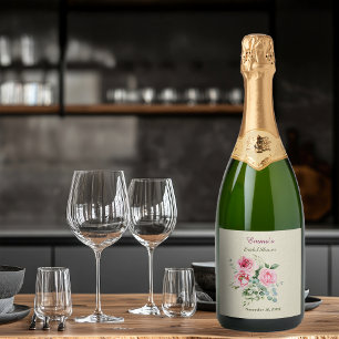 Brautparty im Zeichen der Vintage-Rose - individue Schaumweinetikett