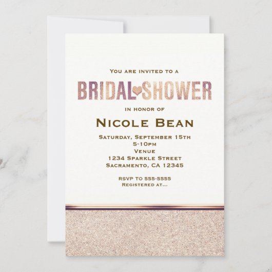 Brautparty Imitats Rose Gold Champagner Einladung (Vorderseite)