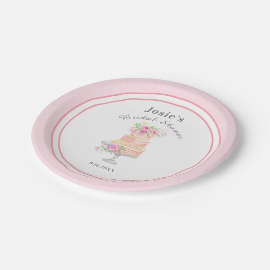 Brautparty in Aquarellfarbe Lagen Rose Einfach Kuc Pappteller (Schrägansicht)