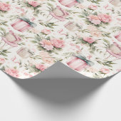 Brautparty in Aquarellfarben - Rosen und Geschenkb Geschenkpapier (Ecke)