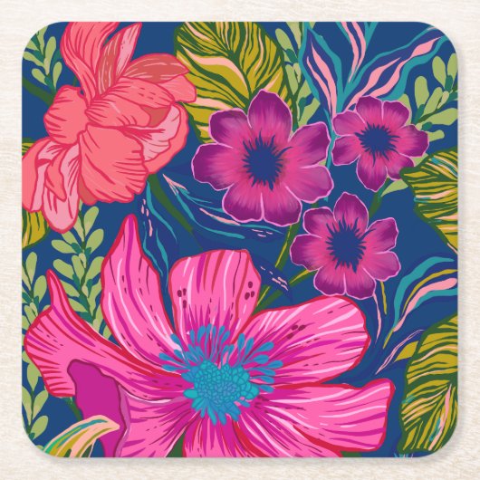 Brautparty in Aquarelltönen und botanisch-rosa Rechteckiger Pappuntersetzer (Vorderseite)