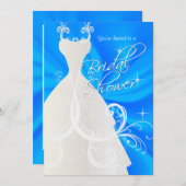 Brautparty in Baby Blue Satin Einladung (Vorne/Hinten)