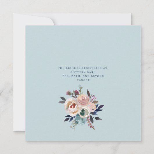 Brautparty in blau-farbenem Rosa Einladung (Rückseite)