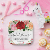 Brautparty in den Farben Rot und Gelb Pappteller (Party)