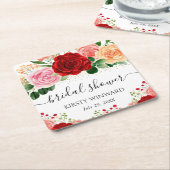 Brautparty in den Farben Rot und Gelb Rechteckiger Pappuntersetzer (angewinkelt)