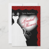 Brautparty in der dunkelroten Spitze auf schwarz Einladung (Vorderseite)