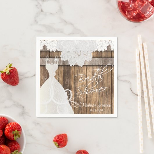 Brautparty in einem rustikalen Holzdesign Serviette (Beispiel)