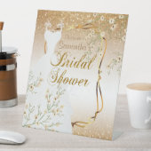 Brautparty in Gold Glitzer Sockelschild (In Situ)