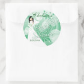 Brautparty in Grün und Weiß Runder Aufkleber (Tasche)