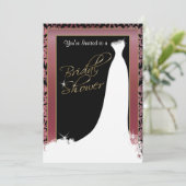 Brautparty in Metallic Gold & Rose Einladung (Stehend Vorderseite)