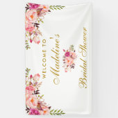 Brautparty in Rosa florales Rosa Blush Willkommen Banner (Vertikal)