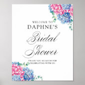 Brautparty in Rosa und Blau-Hydrangeas - Empfang Poster (Vorne)