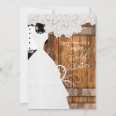 Brautparty in rustikalem Holz und Spitzen Einladung (Vorderseite)