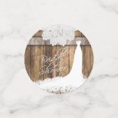 Brautparty in rustikalem Holz und Weißen Spitzen Konfetti (Klein Vorderseite)