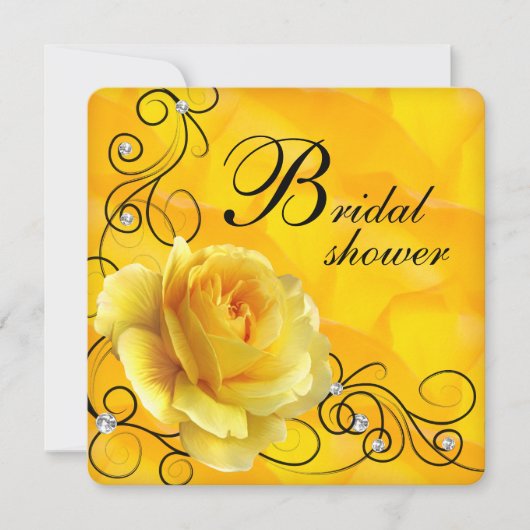 Brautparty in Schwarz und Gelb Einladung (Vorderseite)