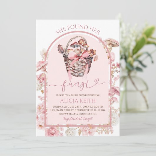 Brautparty in Weiß und Rosa Einladung (Stehend Vorderseite)