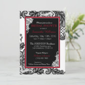 Brautparty in Weiß und Schwarz Einladung (Stehend Vorderseite)