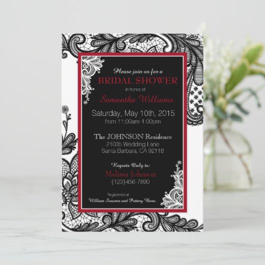 Brautparty in Weiß und Schwarz Einladung (Stehend Vorderseite)