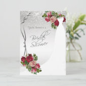 Brautparty in Weiß und Silberner Glitzer Einladung (Stehend Vorderseite)