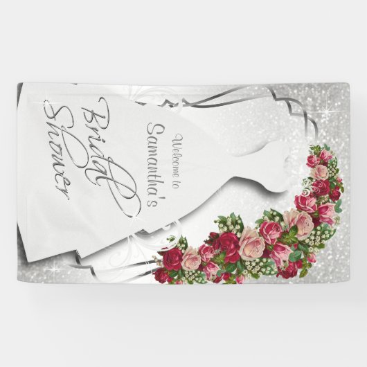 Brautparty in Weißem Glitzer Banner (Horizontal)