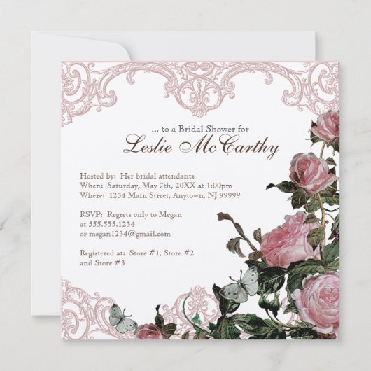 Brautparty Invite - Floral Trellis Rose Vintag Einladung (Vorderseite)